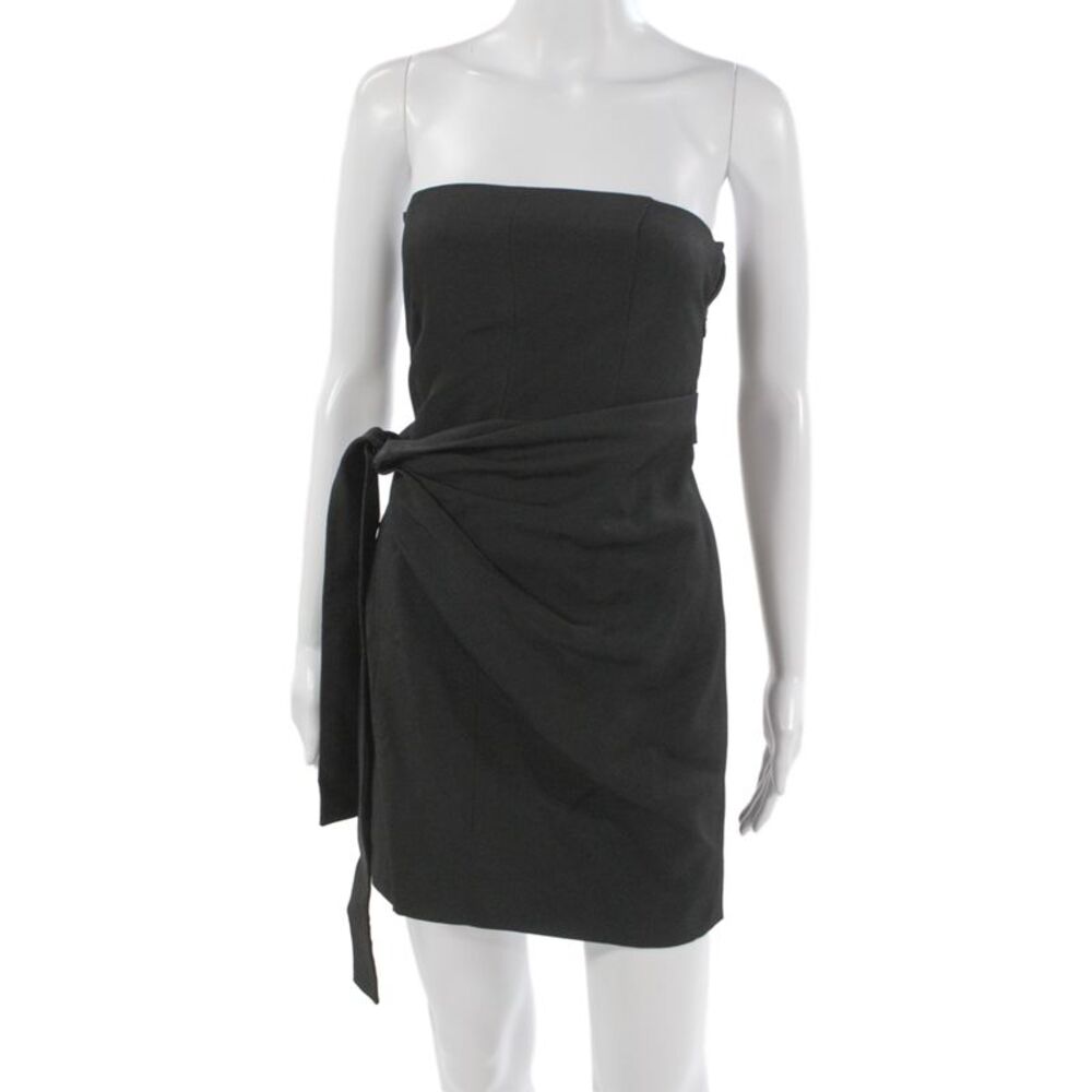 GAUGE81 Womens Black Bodycon Wrap Mini Dress Sleeveless Tie Size 34
